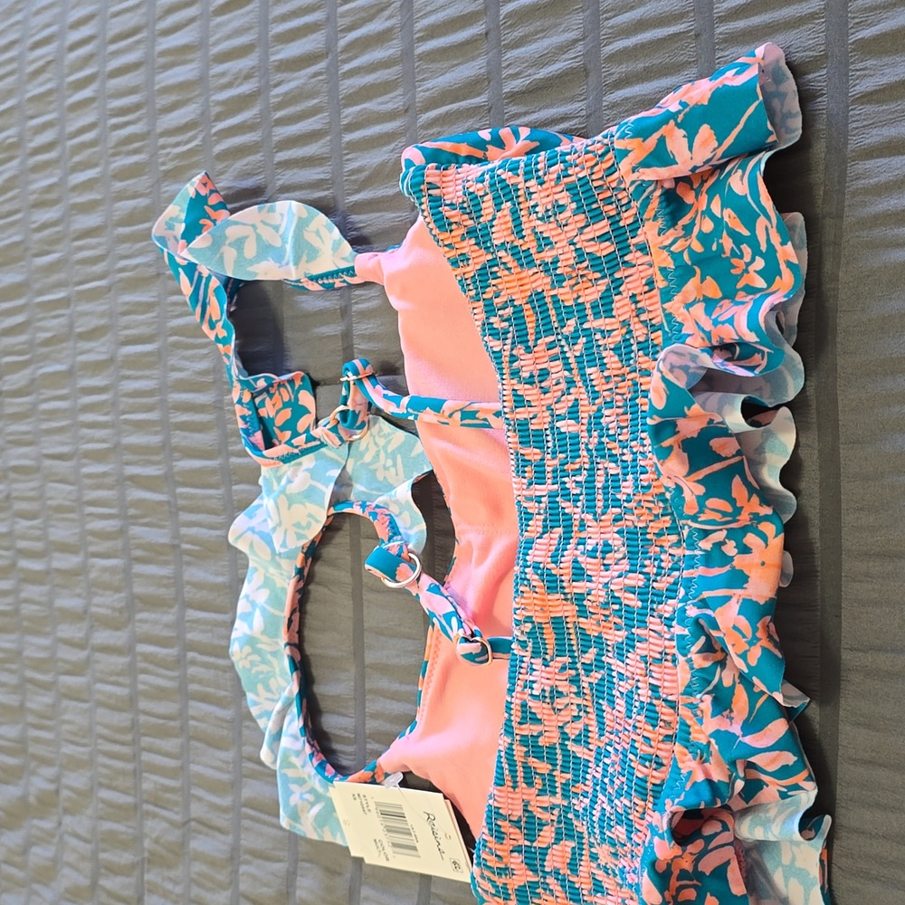 Raisins Multicolor Smocked Bikini Top Xs Nw5 - Picture 4 of 5
